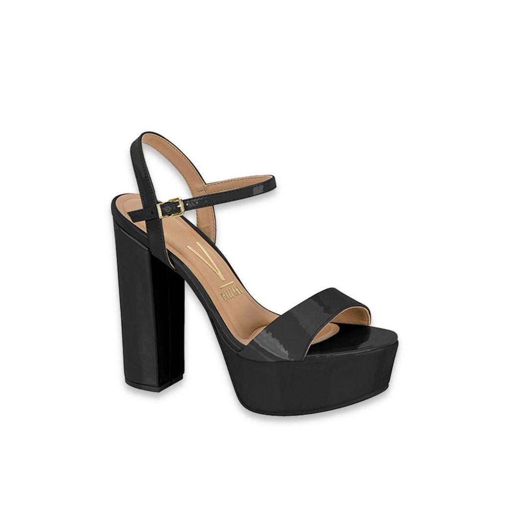 BLACK PATENT LEATHER PLATFORM SANDAL