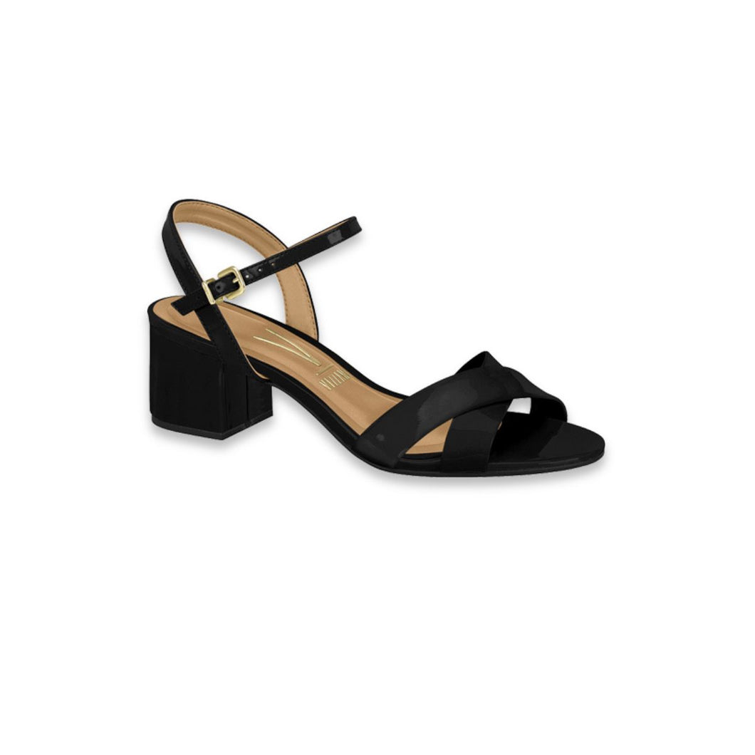 BLACK CROSSED SANDAL